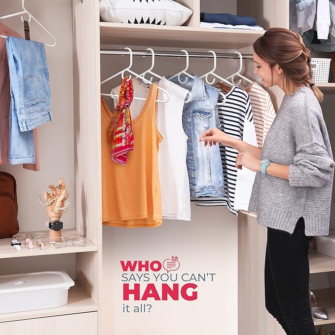 Neaties Heavy Duty Clothes Hangers 12 Pack – Made in The USA – 8lb Capacity Plastic Hangers for Adult Clothing – Durable for Pants, Coats, Jackets, or Jeans – White & Gray