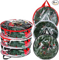 Zhengmy 6 Pcs Clear Christmas Wreath Storage Bag Wreath Storage Container With fixing strap Wreath Storage Box with Handles for Storing Garland Holiday Wreath Wrapping(30 Inches)