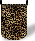 Leopard Print Laundry Basket Hamper 19.7"x15.8", Animal Foldable Waterproof Oxford Clothes Storage Bucket for Room Bathroom Bedroom Nursery Decor, Toy Organizer Bins Gifts for Kids Boys Girls