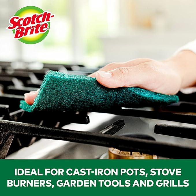 Scotch-Brite Heavy Duty Scour Pads, Great for The Kitchen, Garage and Outdoors, 8 Pads (Pack of 2)