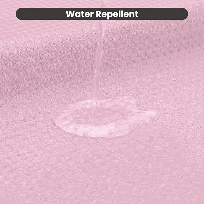 Inhousolu No Hook Waffle Weave Shower Curtain with Removable Snap in Fabric Liner Set for Bathroom, 230 GSM Heavy Duty Weighted Hem, Water Repellent Washable Bath Curtains, 72 x 72 Inch, Pink