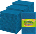 UNIMADE Non-Scratch Scouring Pads, 96Pcs Household Scour Pads for Kitchen, Garage and Outdoors, Reusable Dish Scrubber Pads for Pan and Metal Grill - Blue