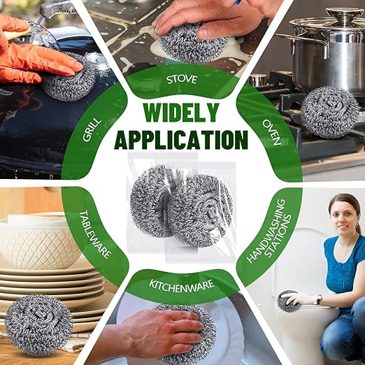 Honeydak 150 Pack Stainless Steel Scourers Steel Wool Scrubbers Bulk Separately Packaged 3 Inch, 25 Gram Metal Scourers Sponges Wire Scouring Pad for Stove Pot Pan Oven Kitchen Restaurant(Classic)