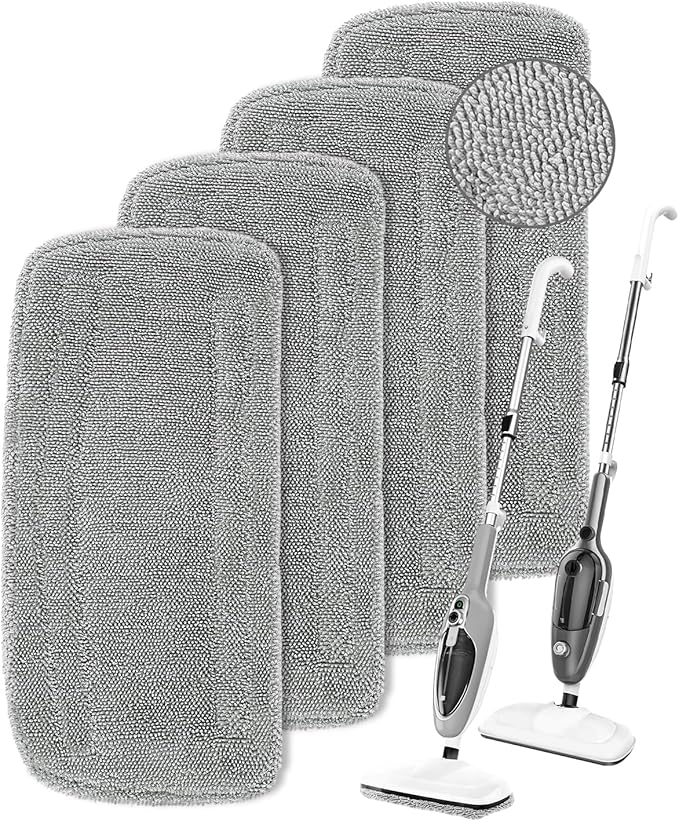 KEEPOW Steam Mop Pads Compatible with Mxnsewr Steam Mop, Compatible with GorFanty Steamer Mop GF-6610B/GF-6610, Fit for Neugo Steam Mops NE033, 4 Pack Spiral Microfiber Steam Mop Replacement Pads