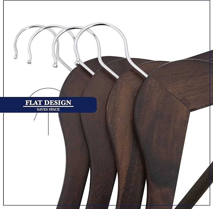Samsarc Wooden Hangers - Non Slip Luxury Natural Lotus Wood & Velvet Suit & Pants Hangers - 360 Rotating Hooks - 20 Pack