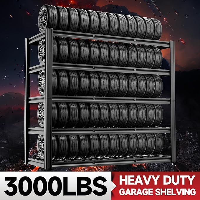 cynnda 5-Tier 60”W x 24”D x 78”H Garage Shelving Adjustable Metal Storage Shelves 3000LBS Garage Shelving Heavy Duty Utility Shelf Unit Storage Racks for Warehouse(Black)
