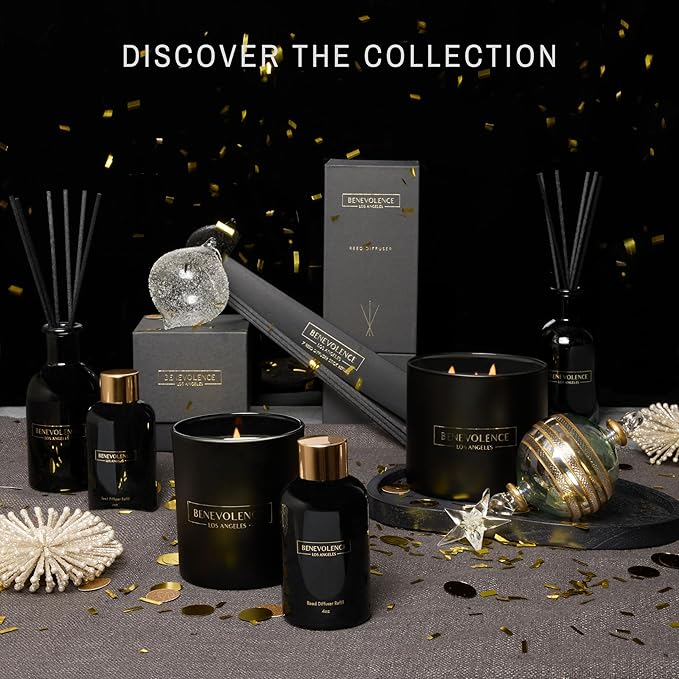 Benevolence LA Pine Scented Candle | Soy Christmas Candles, Black Candle for Home | Holiday Candles Gifts for Women and Men | Home Fragrance | Aromatherapy | Bathroom Freshener | 8oz, 45 Hour Burn