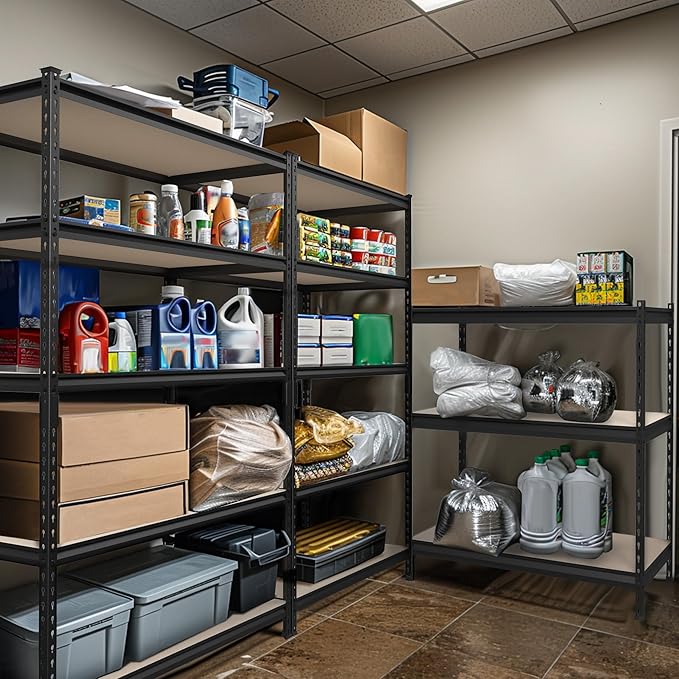 WORKPRO 5-Tier Metal Garage Shelving, 48”W x 24”D x 72”H, Adjustable Storage Rack, Heavy Duty Shelf with Particle Board, 2500 lbs Load Capacity (Total) for Garage, Basement, Warehouse, Kitchen