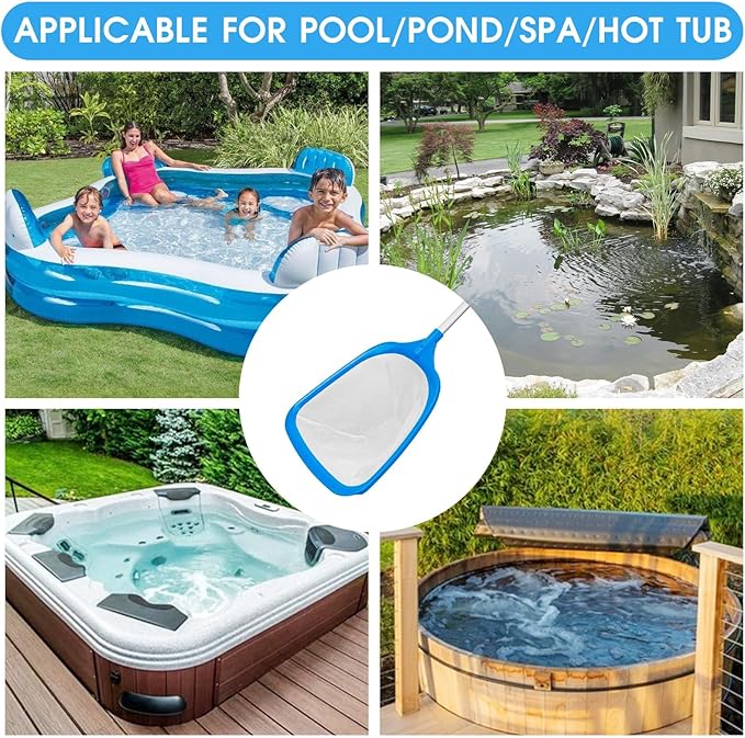 Hot Tub Skimmer Spa Net with 12'' Aluminum Pole Ultra Fine Mesh Net Handy Leaf Skimmer for Small Above Ground Pools Pick Up Fine Debris Lightweight Net