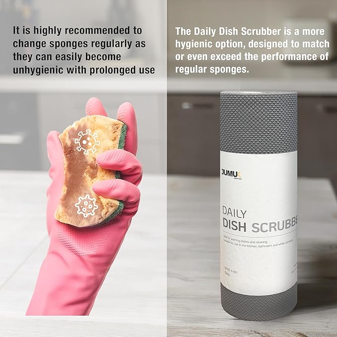 Jumuk Supplies Daily Dish Scrubber Sheet Non-Scratch Household Disposable Cleaning Sponges | Recyclable, Eco-Friendly & Perfect for Kitchen, Home Cleaning and Outdoor Use (2, Grey)