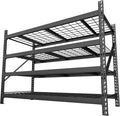 BlueWish 9000LBS Wire Rack Shelving, 18”D x 61”W x 72”H Storage Racks and Shelving with Reinforced Wire Partition, 4 Tiers Heavy Duty Garage Shelves for Warehouse Basement, Black