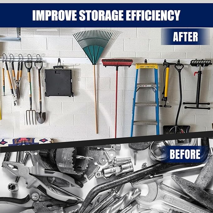 12 Pack Garage Hooks Heavy Duty, Iron Garage Storage Hooks with Anti-Slip Coating, Utility Wall Mount Hangers for Garden and Power Tools, Ladders, Bikes, Hoses and Bulky Items