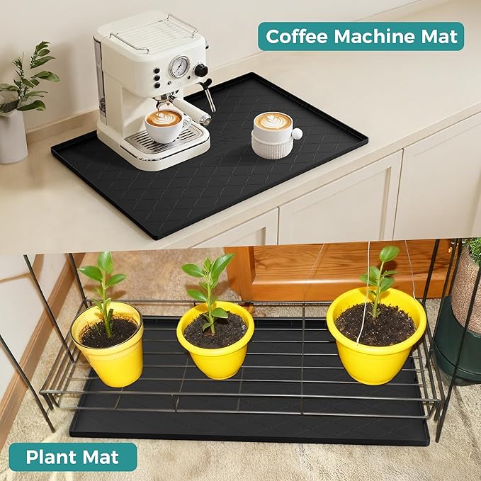 URMONA Under Sink Mat for Kitchen Waterproof, 34" x 22" Silicone Under Sink Mat for Shelf Liner Organizer, Cabinet Sink Protector Under Sink Liner for Bottom Kitchen, Bathroom(Khaki)