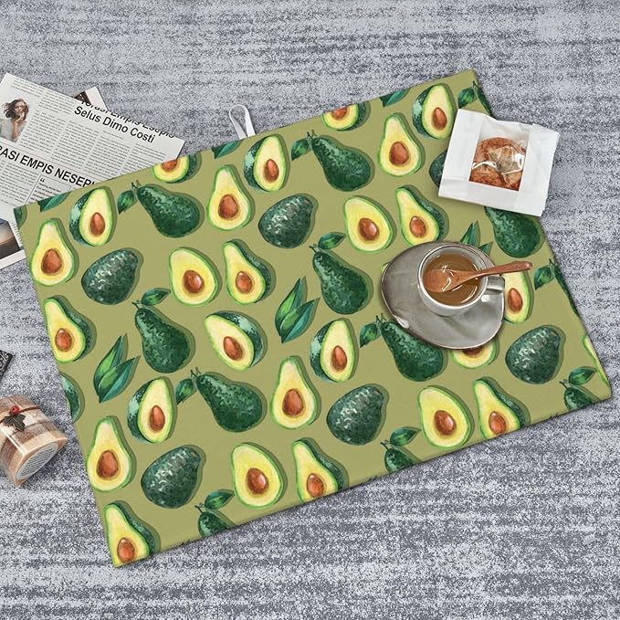 Green Avocado Dish Drying Mat 18x24 For Kitchen Counter Absorbent Microfiber Dishes Pad Dish Drainer Rack Mats Fast Dry Kitchen Accessories
