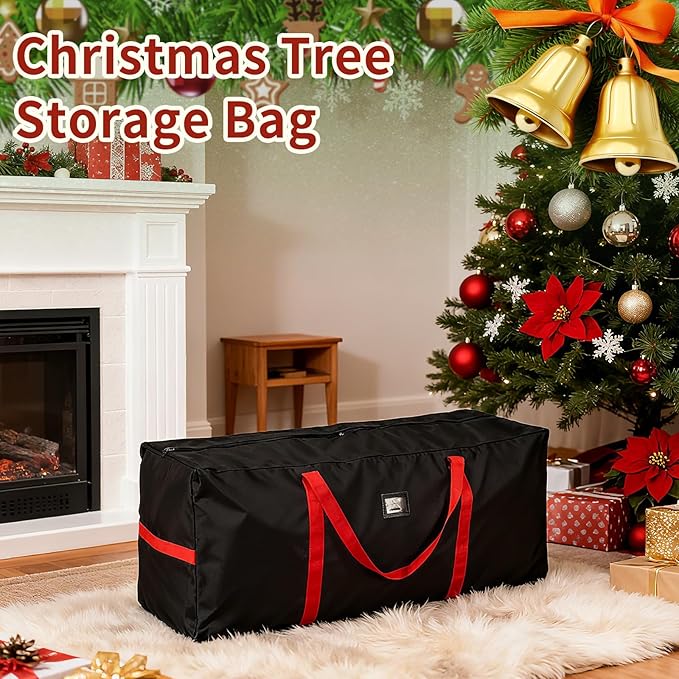 Christmas Tree Storage Bag, Fits Up to 7.5ft Tall Christmas Tree, Heavy-Duty 600D Waterproof Oxford, Durable Handles & Zipper, Holiday Xmas Storage Bag, Protects Christmas Tree and Holiday Ornaments