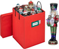 Christmas Nutcracker and Figurine Collectible Storage Box - Stores Up to 9-16" Tall Nutcrackers, Ornaments, and More - Holiday Decor Organizer with Adjustable Dividers - Nutcracker not Included
