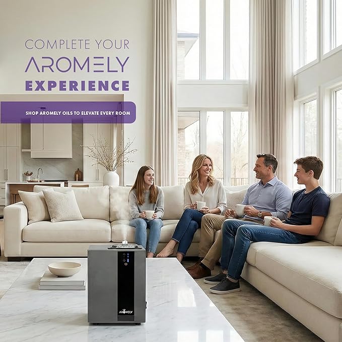 Aromely Smart Bluetooth HVAC Scent Diffuser, Aromatherapy Nebulizing Waterless Diffuser for Home, Office, Large Room, App Controlled Perfect Aroma Diffuser Up to 4,000 SQFT - Black