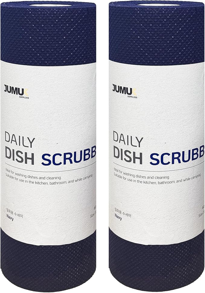 Jumuk Supplies Daily Dish Scrubber Sheet Non-Scratch Household Disposable Cleaning Sponges | Recyclable, Eco-Friendly & Perfect for Kitchen, Home Cleaning and Outdoor Use (2, Navy)
