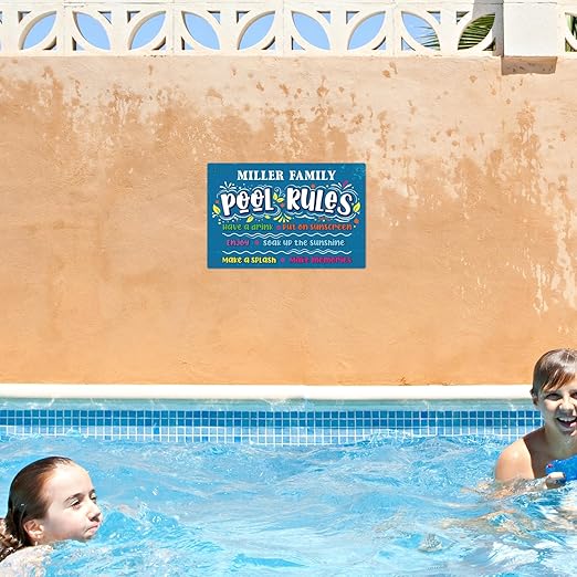 Custom Pool Sign, Pool Rules Make Memories for Pool Decor Sign, 12x18 Inches, Rust Free .063 Aluminum, Fade Resistant, Made in USA by Sigo Signs