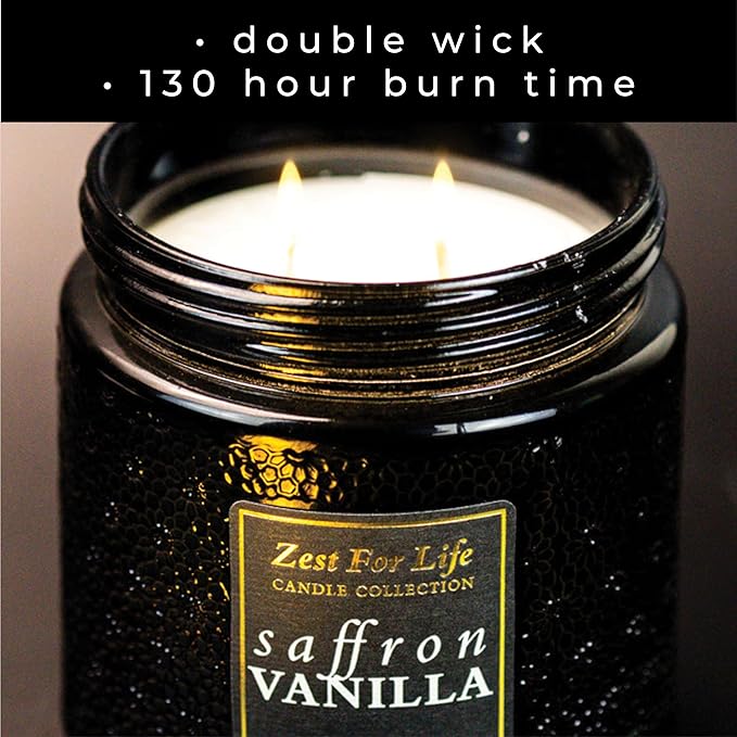 A Cheerful Giver - 28oz Large Scented Candle Jar with Lid- Zest for Life - 130 Hours of Burn Time, Gift for Women (Large, Saffron Vanilla)