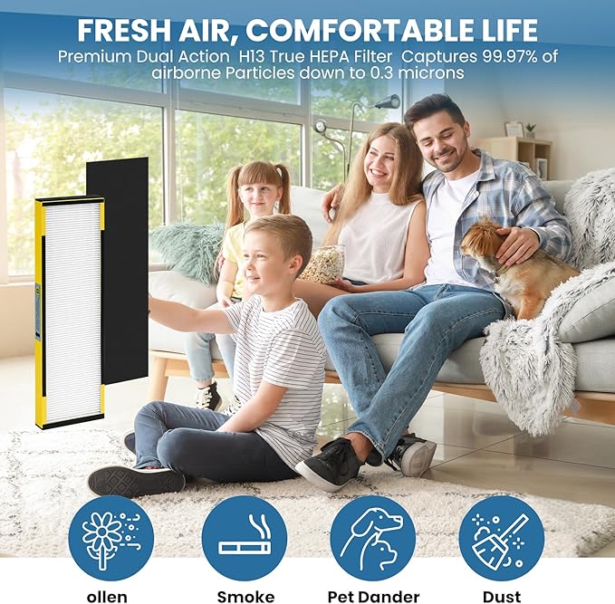 4 Pack FLT4825 HEPA Filter B Replacement for G-Guardian,Compatible with FLT4825 AC4825 AC4300 AC4800 AC4900 AC4850 AP2200CA AP2800CA, Air Purifiers,4 True H13 HEPA Filters + 10 Carbon Pre-Filters