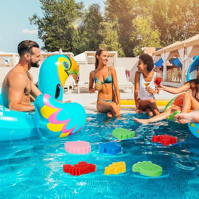 Zhehao 50 Pack 5 Shapes Hot Tub Sponge Absorber Oil Absorbing Sponge Foam Hot Tub Scum Absorber for Swimming Pool Spa Cleaning Accessories(Multicolor)