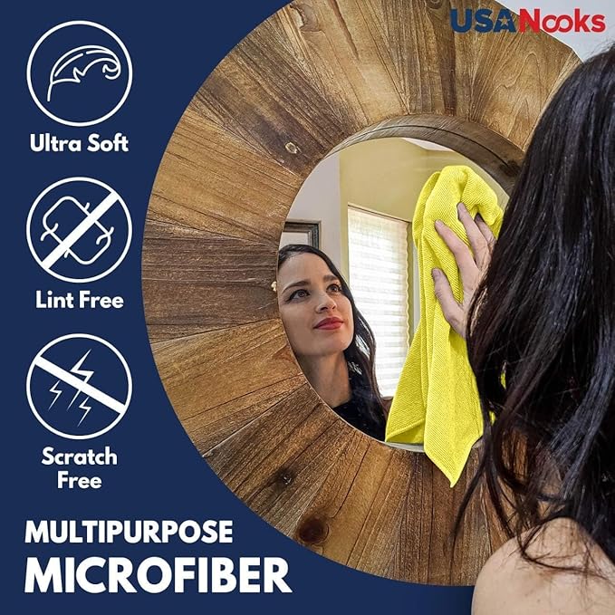 USANOOKS Microfiber Cleaning Cloth Yellow - 8 Pcs 12.5"x12.5" - High Performance - 1200 Washes, Ultra Absorbent Towels Weave Grime & Liquid for Streak-Free Mirror Shine - Car Washing Cloth