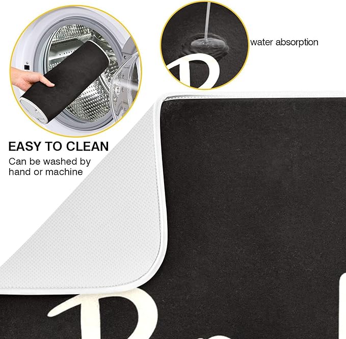 Halloween Ghost Boo Dish Drying Mat for Kitchen Countertop 16x18 Spooky Black Small Drying Mat Reusable Quick Dry Dish Sink Mats Easy Clean Decorative Essentials