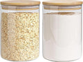 EQEY Glass Storage Jars Set Elegant Containers with Airtight Bamboo Lids, Perfect for Kitchen Organization - Flour, Rice, Pasta, Sugar, Coffee Beans, Accessories Included (2 packs(111oz))