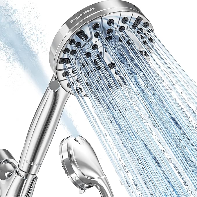 Shower Head,10 Functions High Pressure shower head with handheld, Built-in Pause Mode & Power Wash, Non-Clogging Nozzles High Flow Hand Held Shower Head, Leakproof 6ft Hose&Adjustable Bracket