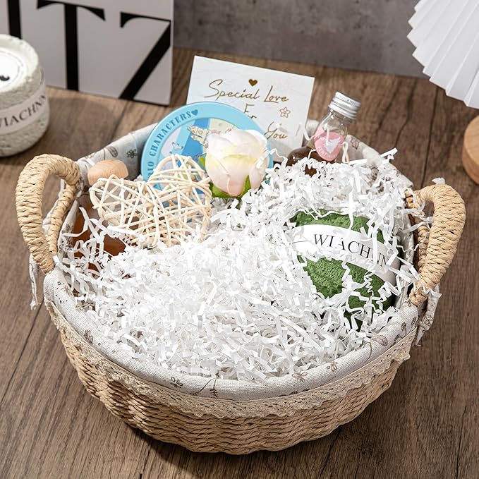 Mefleet 1 LB Crinkle Cut Paper Shred Filler White Crinkle Shredded Paper for Gift Box - Gift Basket Bag Filler - Grass Cushion Stuffing for Christmas Holiday Packaging Wrapping