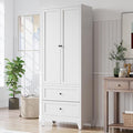 Kitchen Pantry Cabinet, 72" H Storage Cabinet with Doors and Adjustable Shelves, Metal Bathroom Cabinets with Drawers, Utility Cabinets for Kitchen, Living Room, Assembly Required, White