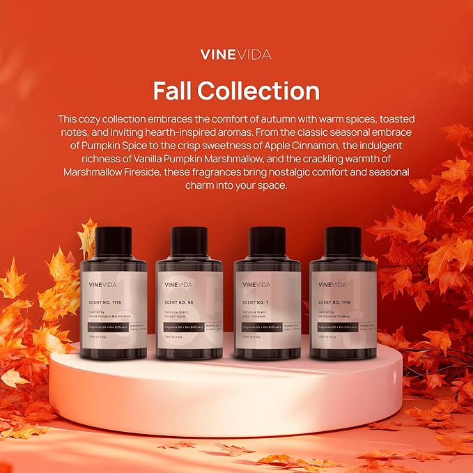 VINEVIDA Fall Collection (Pack of 4) - Diffuser Fragrance Oil Set - Cold Air Diffuser Oil