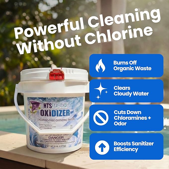 Oxidizer Shock for Pools, Hot Tubs & Spas - 5 lbs Made in USA | Fast-Dissolving Oxidizing Shock for Pool | Non Chlorine Pool Shock Treatment | Non Chlorine Shock for Pool Clears Water