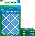 Filterbuy 9.5x19.5x1 Air Filter MERV 13 Optimal Smoke & Allergy Defense (4-Pack), Electrostatic Pleated HVAC AC Furnace Filters Replacement, Made in USA (Actual Size: 9.50 x 19.50 x 0.75)