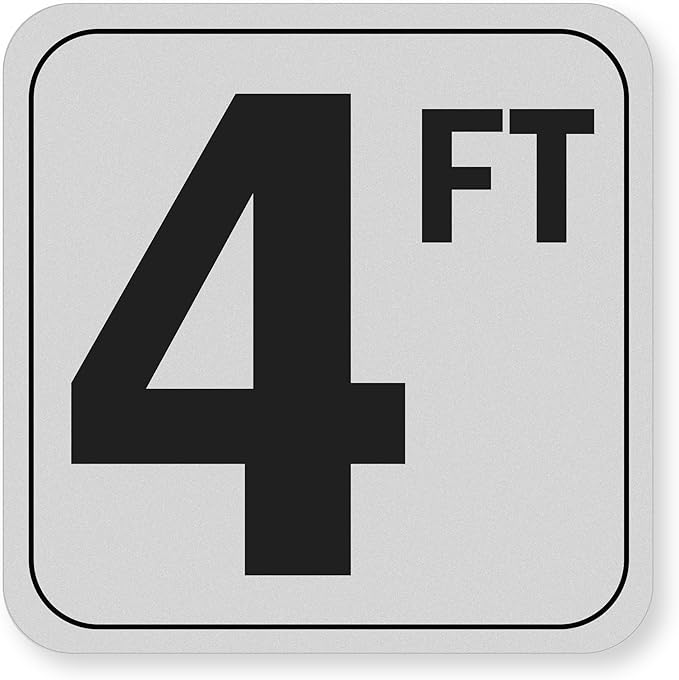 4FT Pool Depth Stickers, Anti-Slip Vinyl Markers - 6x6 Inches, Waterproof, Safety Number Signage for Swimming Pool Decks (4ft)