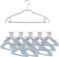 Mawa by Reston Lloyd Silhouette Ultra-Thin Series, Non-Slip Space Saving Shirt Hanger with Pant Bar & Skirt Hooks, Style 42/FTU, Pack of 130, Silver