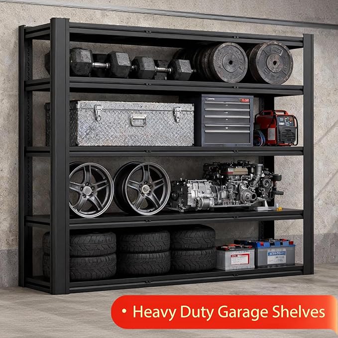 CXDMB 5-Tier Heavy Duty Storage Shelves Unit, Adjustable Metal Garage Shelving,3500LBS Garage Storage Industrial Shelves,Storage Racks,Steel Shelf Suitable for Shop,Warehouse,Basement