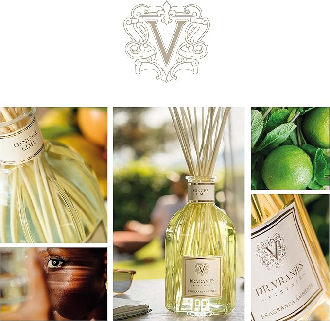 Dr. Vranjes - Ginger Lime 500 ml Reed Diffuser + Elegant Shopping Bag, Bright Fruity & Spicy, Home Fragrance, Made in Italy