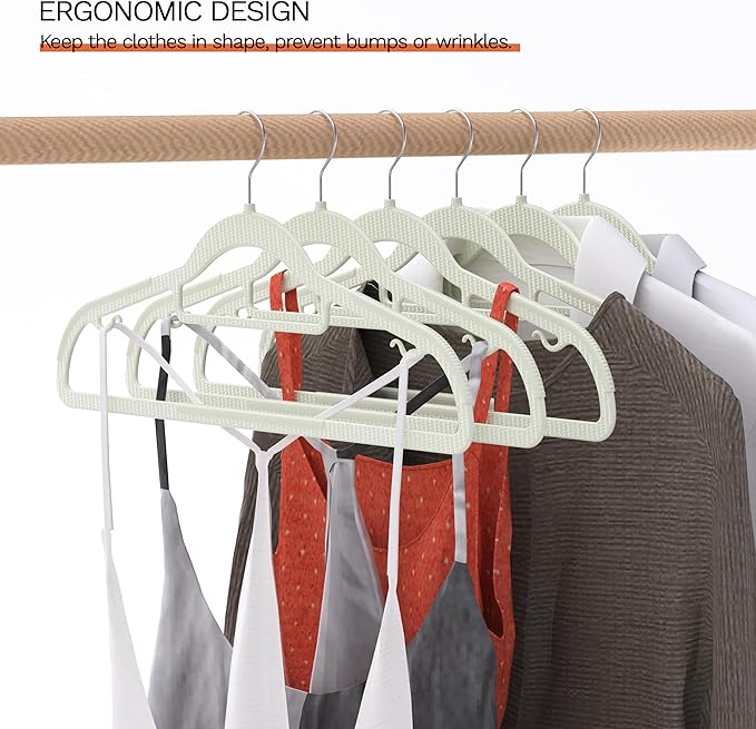 MLKJHHI 20 Pack Thin Space Saving Hangers, No Slip Clothes Hangers with Non Slip Textured and 360° Hook - Plastic Hanger, Closet Organizer for Shirt, Pants, Suit, Skirt, Coat - White