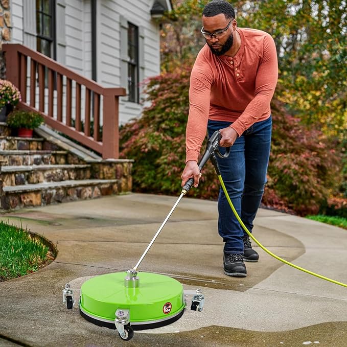 Wexo Palindrog 16" Pressure Washer Surface Cleaner with 4 Wheels, Coated Green Stainless Steel Power Washer Surface Cleaner for Driveway Sidewalk Patio, 1/4" Quick Connector 2 Extension Wand, 4000 PSI