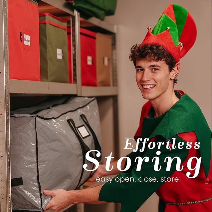 Christmas Tree Storage Bag - Stores 7.5 Foot Artificial Xmas Holiday Tree, Durable Waterproof Material, Zippered Bag, Carry Handles - Protects Against Dust, Insects and Moisture (Grey)