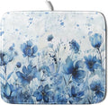 Giwawa Blue Floral Dish Drying Mat for Kitchen Counter Watercolor Leaves Dishes Drainer Rack Mat Absorbent Microfiber Dish Draining Pad 16x18 Inch