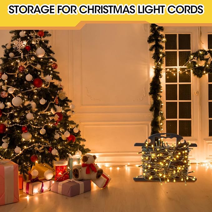 Ripeng 4 Pcs ABS Heavy Duty Extension Cord Storage Reel, Portable Christmas Light Storage Cord Organizer, Portable Hose Organizer Wrap-holds 100 Feet, H-shape Reel (Black)