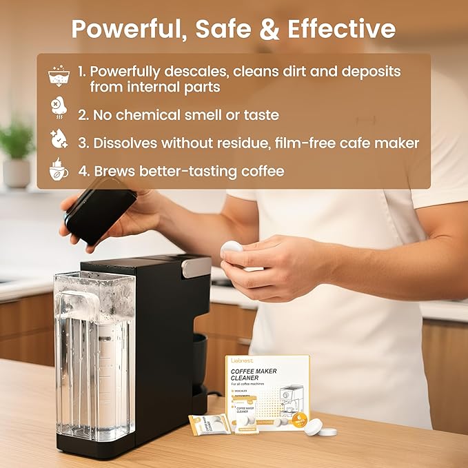 Liebnest 6 Count Coffee Maker Cleaner & Descaler Tablets, Effective Cleaning Coffee Pot Cleaner Tablets, Compatible with Nespresso, Breville, Keurig, Ninja, Delonghi, Miele