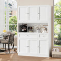 72" Kitchen Pantry Cabinet, Kitchen Hutch with Microwave Stand, Buffet Cabinet with Hutch for Dining Room, White