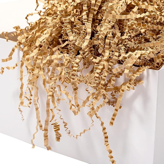 Mefleet 1 LB Crinkle Cut Paper Shred Filler Brown Crinkle Shredded Paper for Gift Box - Gift Basket Bag Filler - Kraft Grass Cushion Stuffing for Christmas Holiday Packaging Wrapping