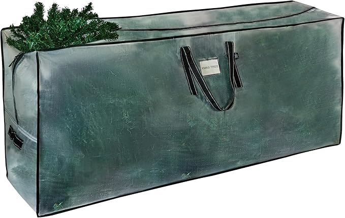 VENO Clear Christmas Tree Storage Bag - Fits 9 Ft Artificial Trees, Heavy Duty Large Bags with Zipper, Durable Handles, and Labeling Card Slot, Alternative to Storage Boxes with Lids