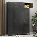 Metal Storage Cabinet with Doors and Shelves, 90" Tall Kitchen Pantry Storage Cabinets, Balck Pantry Closet, Steel Large Cupboard, High Leveling Feet- Assembly Required