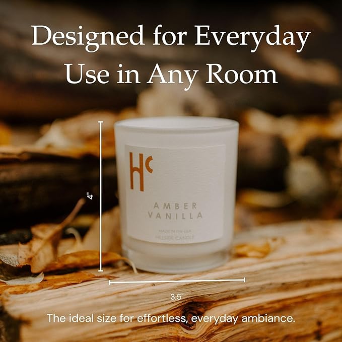 Amber Vanilla Fragrance - Single Wick Soy Candles - Up to 60 Hour Burn Time, Cruelty-Free Soy Candle Wax Blend - Warm Golden Amber & Vanilla Fragrance (9 oz)